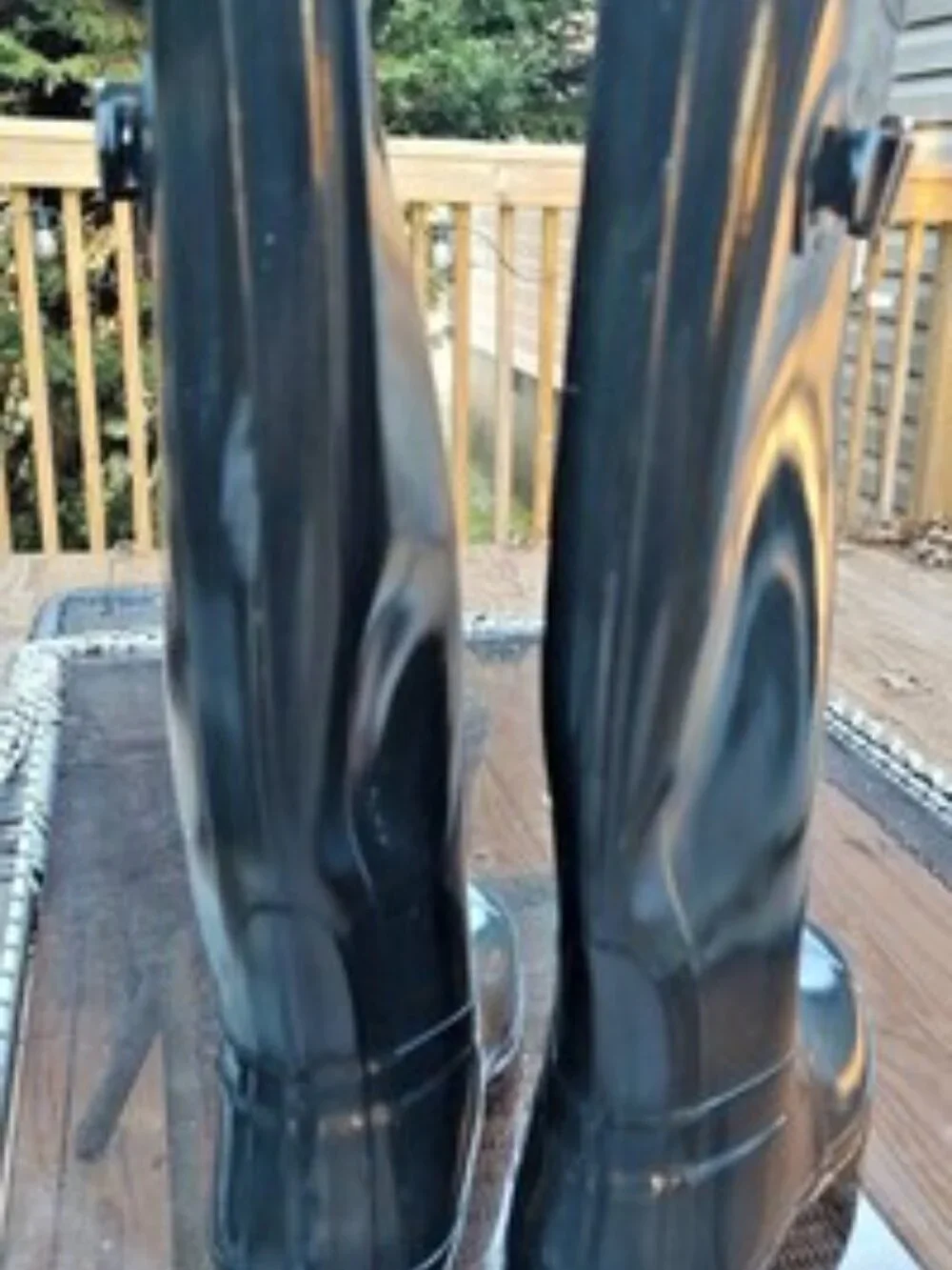 HUNTER Rain Boots Wellies Wellington Gumboots Glossy Black Size 7 Womens 6 Men